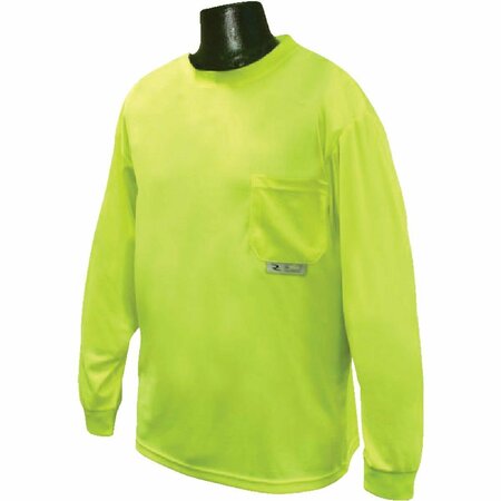 SAFETY WORKS Professional Hi-Vis Green Long Sleeve Safety Shirt, Large SW46406-L